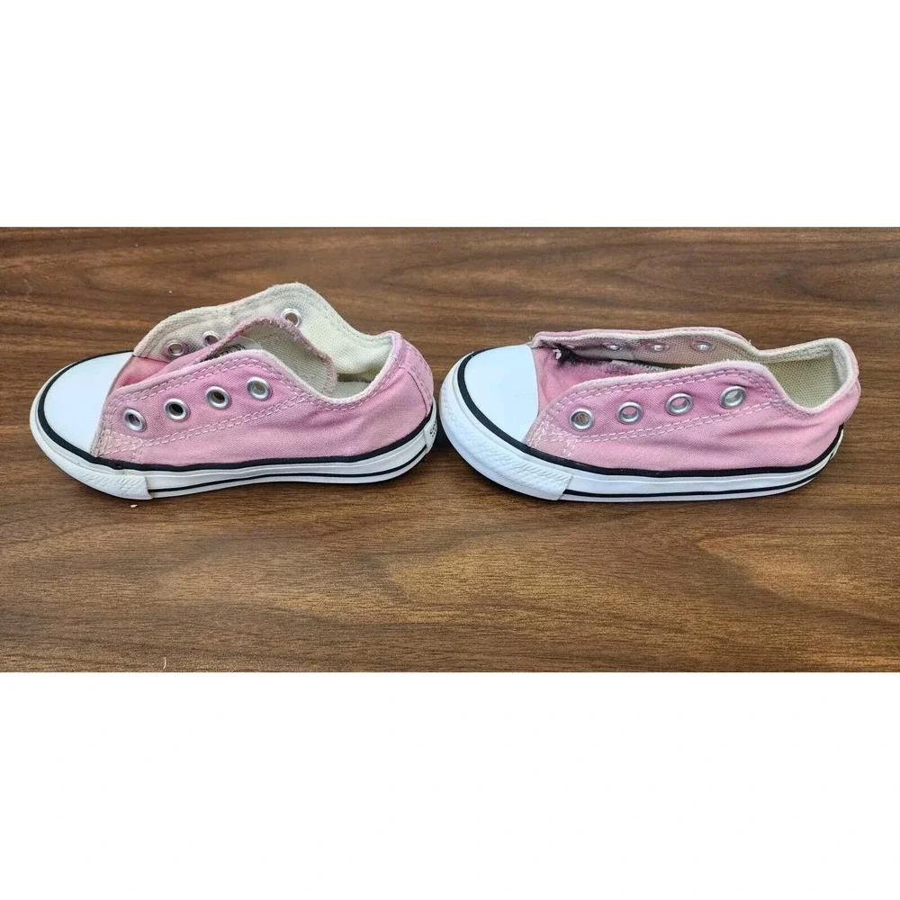 Converse All‎ Star Sneakers Toddler Baby Girl Size 6 Pink Canvas Lace Up Shoes